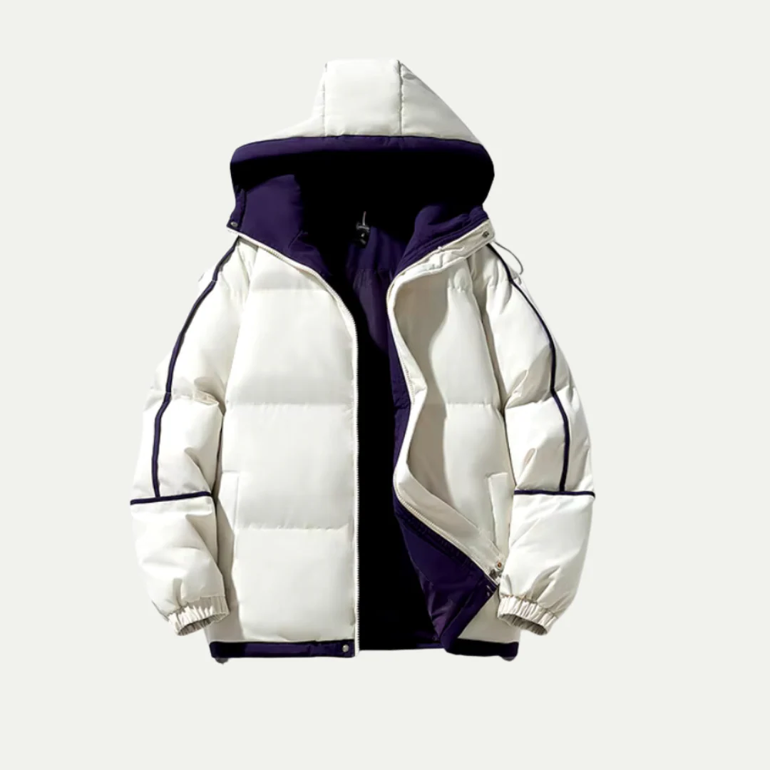 Gepolsterte Herren Winterjacke mit Abnehmbarer Kapuze