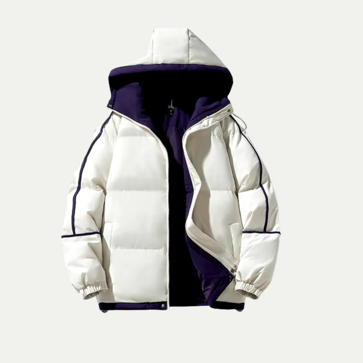 Gepolsterte Herren Winterjacke mit Abnehmbarer Kapuze
