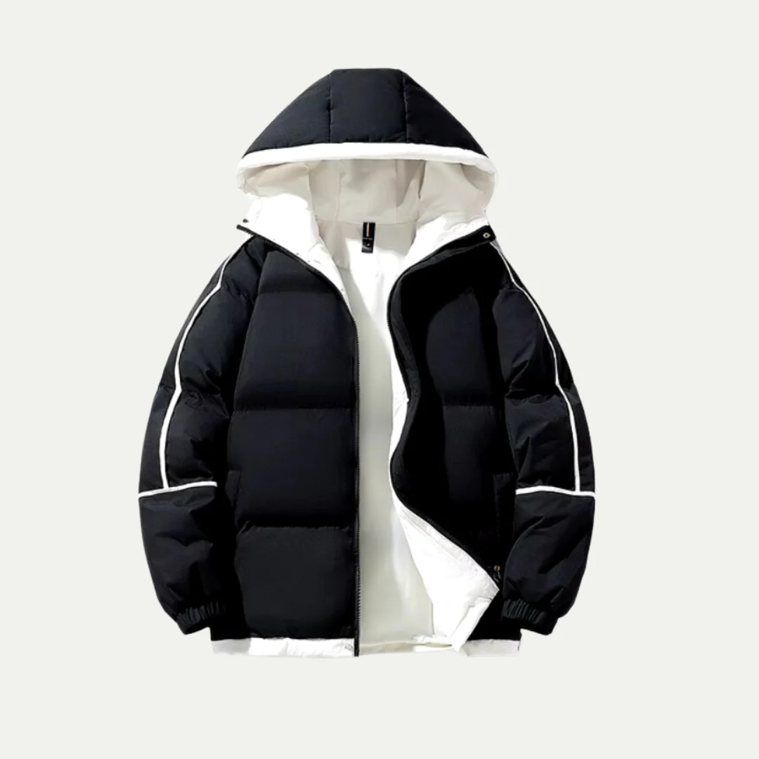Gepolsterte Herren Winterjacke mit Abnehmbarer Kapuze