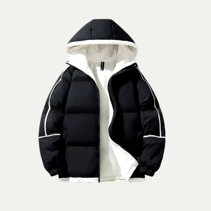 Gepolsterte Herren Winterjacke mit Abnehmbarer Kapuze