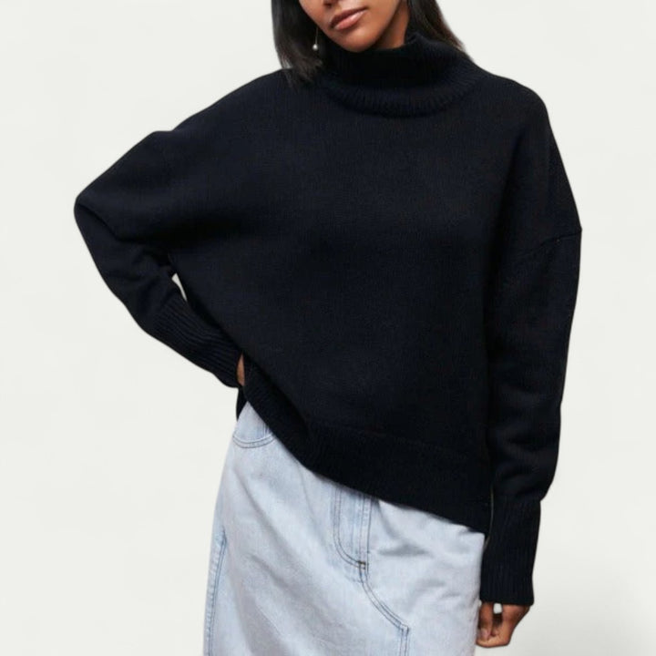 Rollkragenpullover Damen locker gestrickt