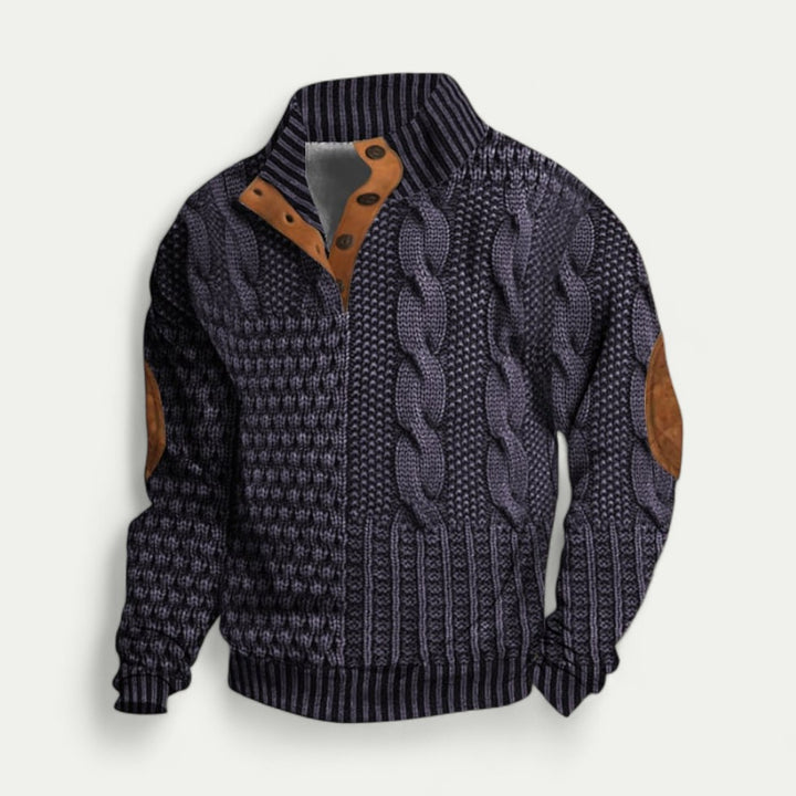 Vintage Herren Strickpullover mit Modernem Kragen