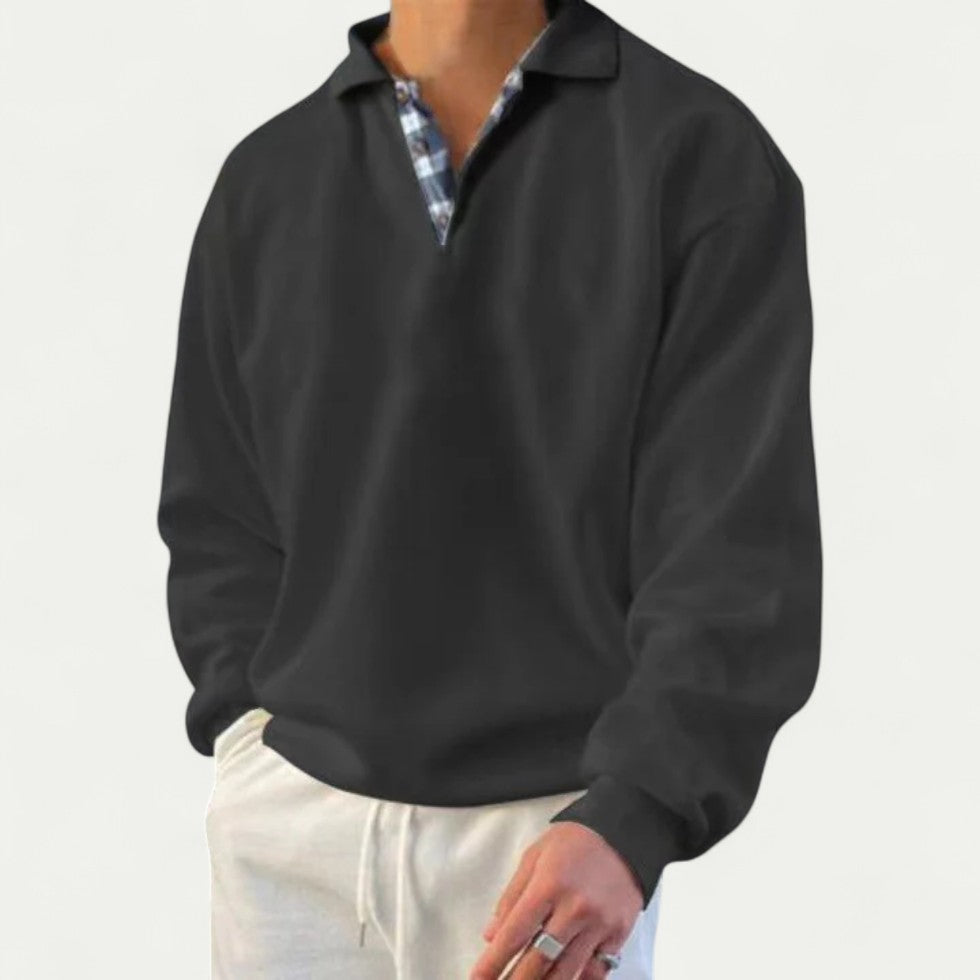 Langarm Poloshirt Herren mit Kragen und legerem Schnitt