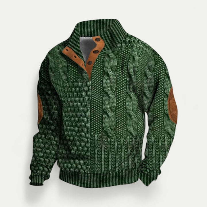 Vintage Herren Strickpullover mit Modernem Kragen