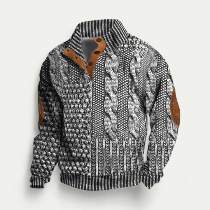 Vintage Herren Strickpullover mit Modernem Kragen
