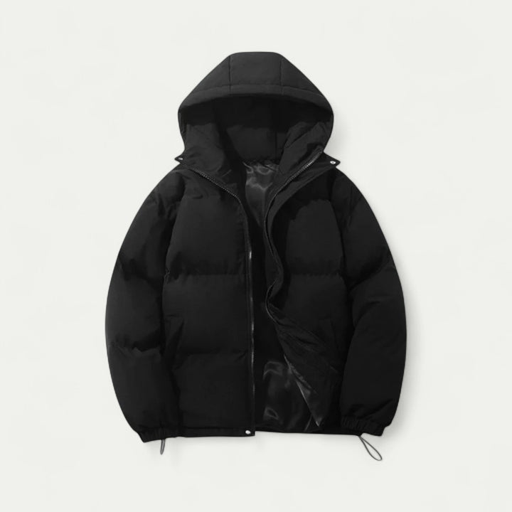 Gepolsterte Herren Winterjacke mit Abnehmbarer Kapuze
