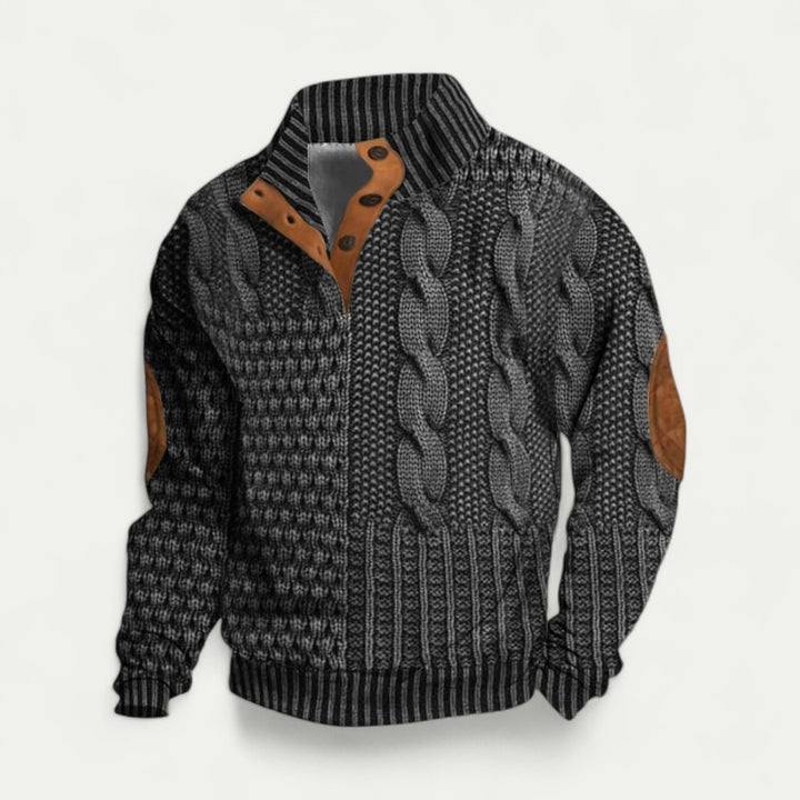 Vintage Herren Strickpullover mit Modernem Kragen