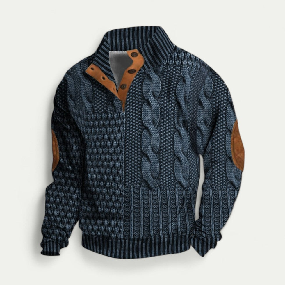 Vintage Herren Strickpullover mit Modernem Kragen