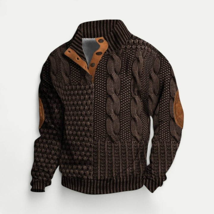 Vintage Herren Strickpullover mit Modernem Kragen