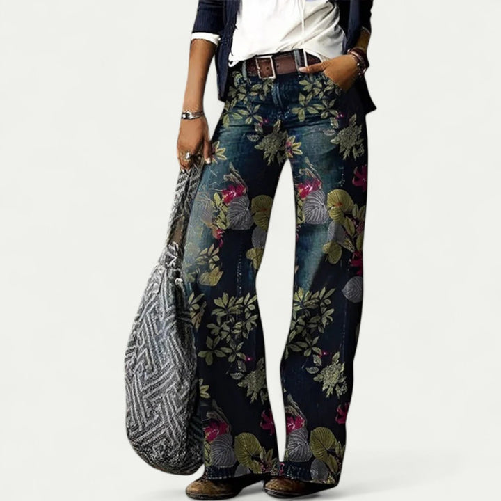 Weit geschnittene Damenhose mit geometrischem Muster