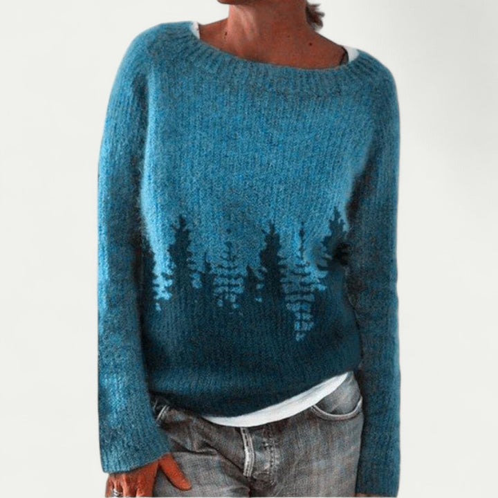 Strickpullover Damen mit Rundhalsausschnitt und Muster