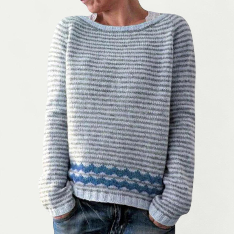 Strickpullover Damen mit Rundhalsausschnitt und Muster