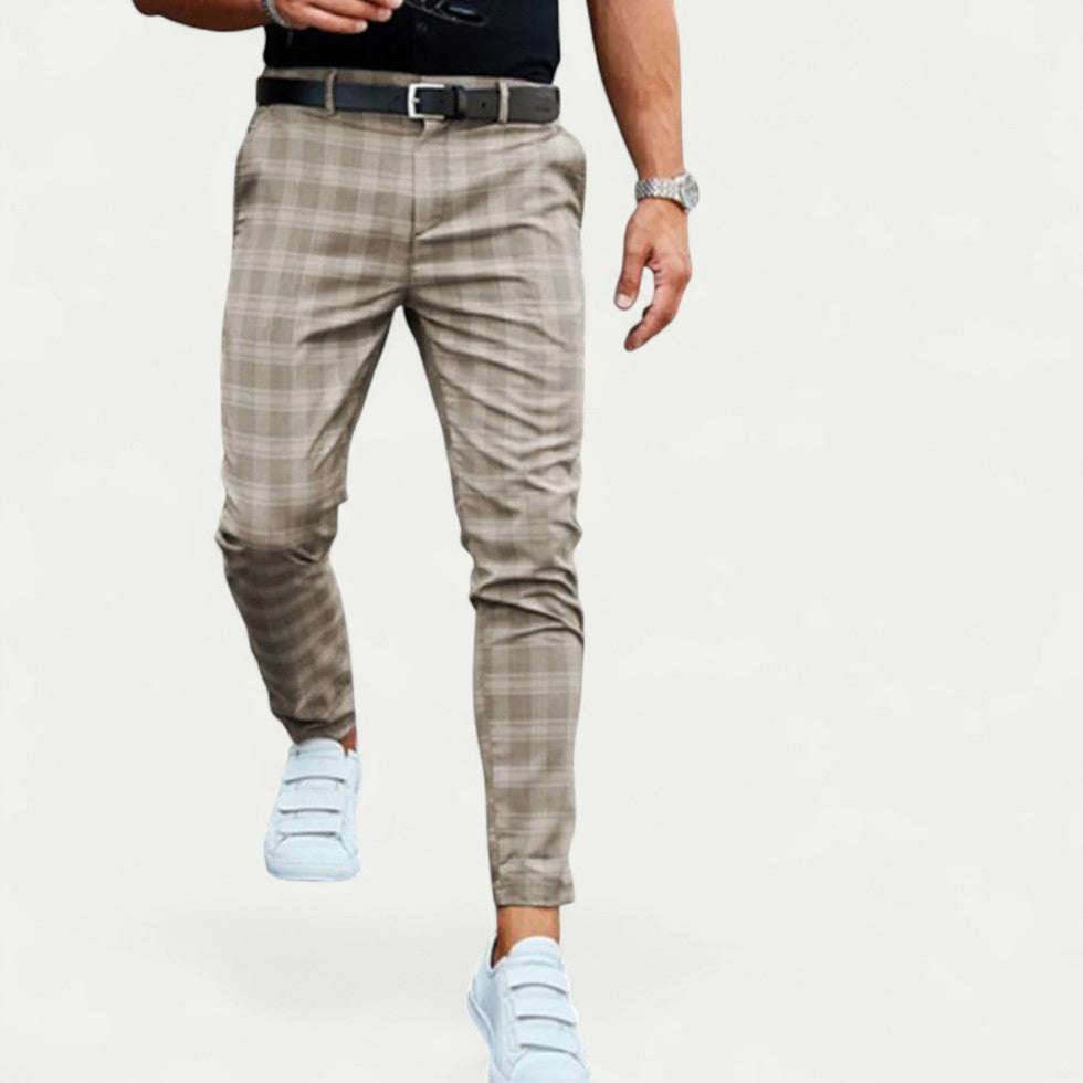 Slim Fit Karierte Chinohose für Herren