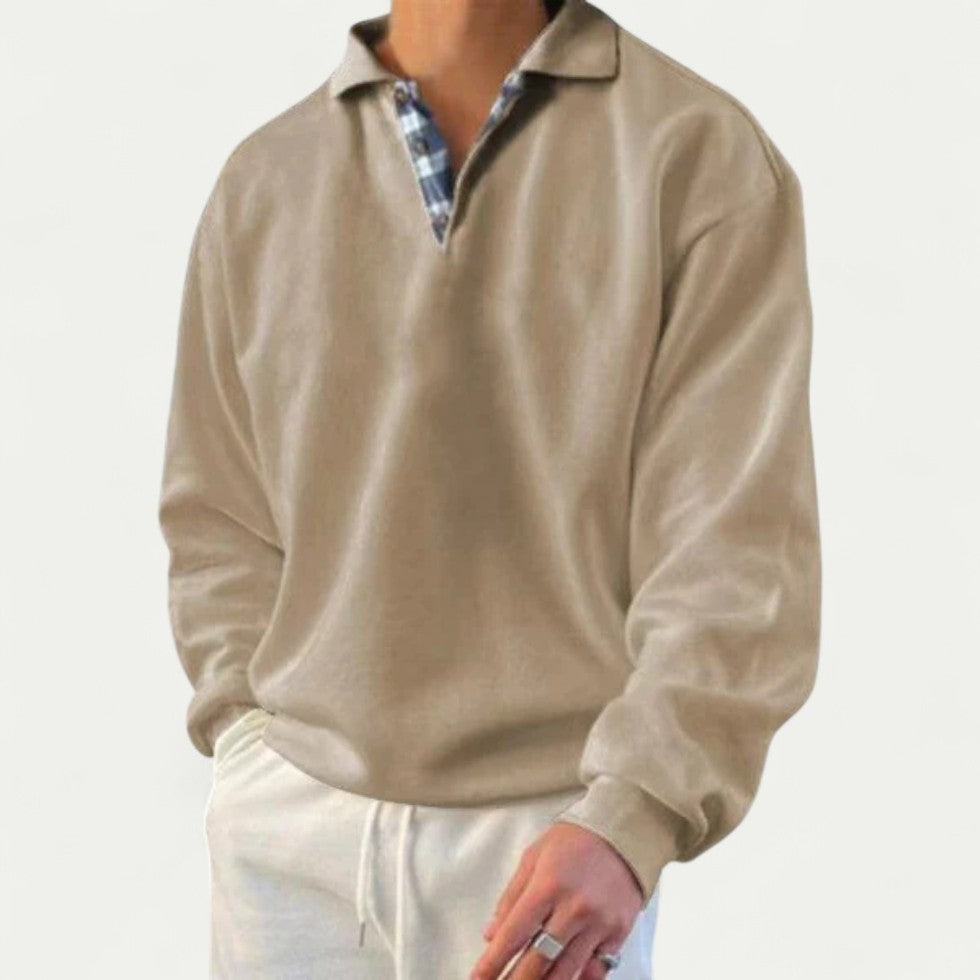 Langarm Poloshirt Herren mit Kragen und legerem Schnitt