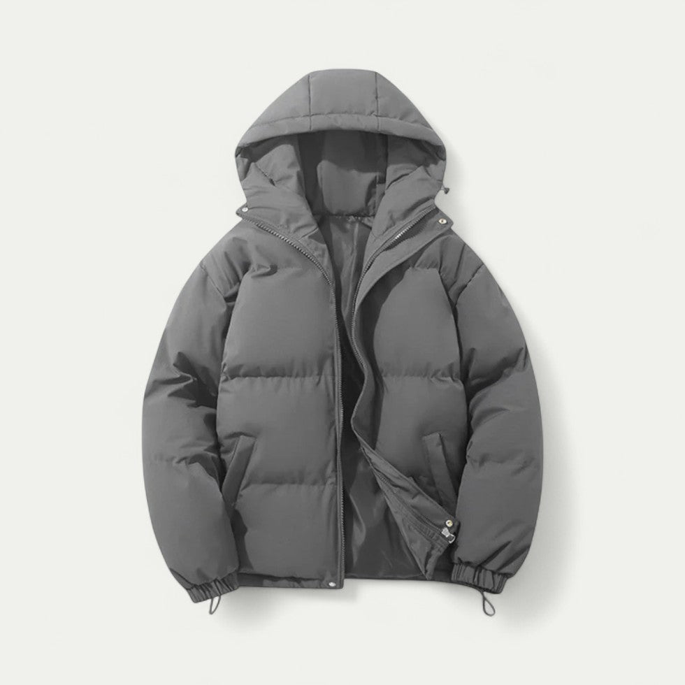 Gepolsterte Herren Winterjacke mit Abnehmbarer Kapuze