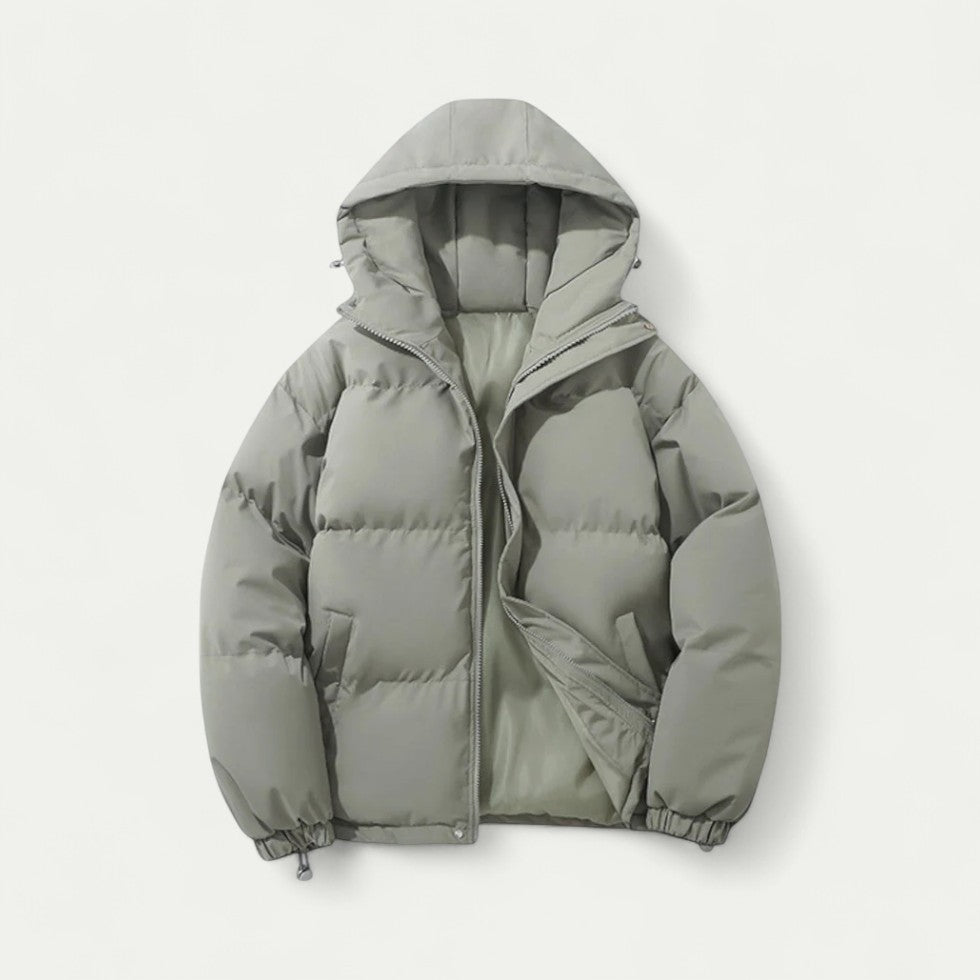 Gepolsterte Herren Winterjacke mit Abnehmbarer Kapuze