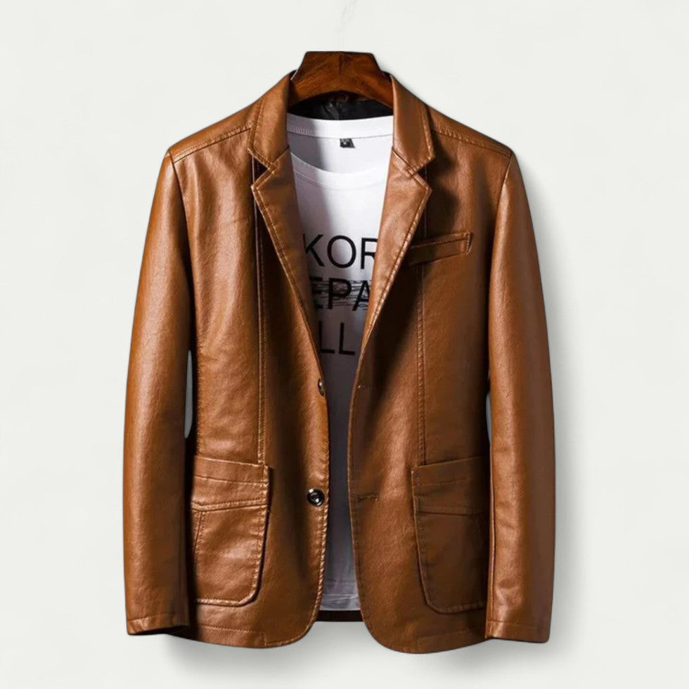 Eleganter Herren Lederblazer im Modernen Slim Fit Stil