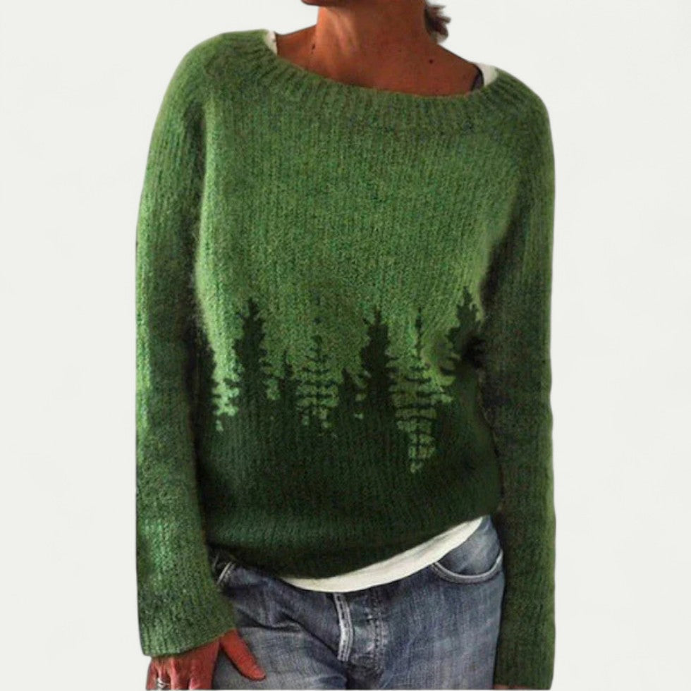 Strickpullover Damen mit Rundhalsausschnitt und Muster