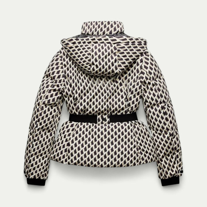 Gepolsterte Damen Winterjacke mit Taillengürtel und Kapuze